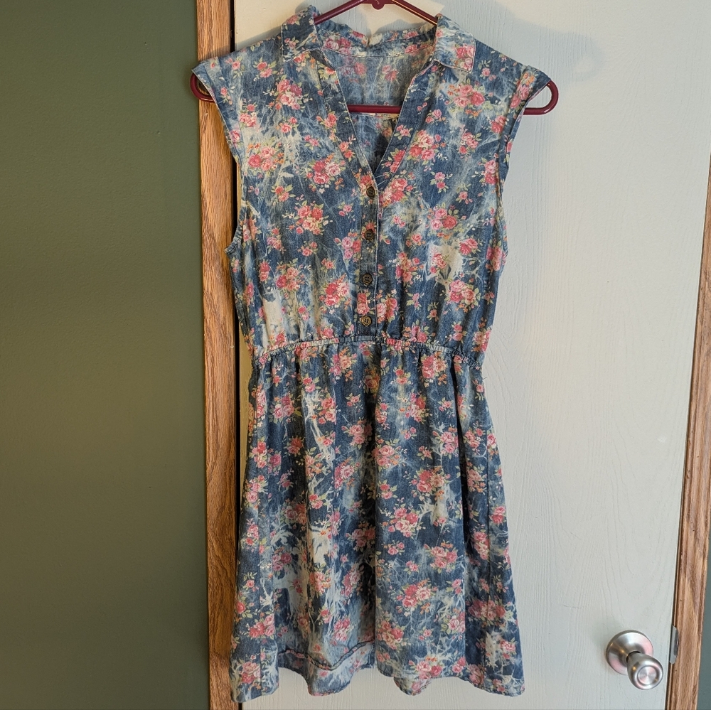 Floral Denim Kids Dress